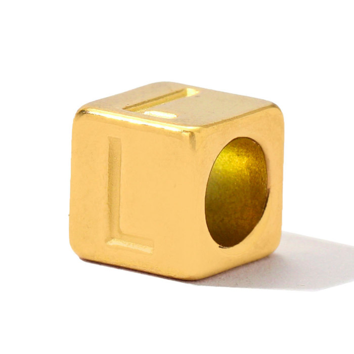 Stainless Steel A-Z Letter Alphabet Spacer Beads Women Capital Initial Name Cube DIY Necklace Pendants Jewelry