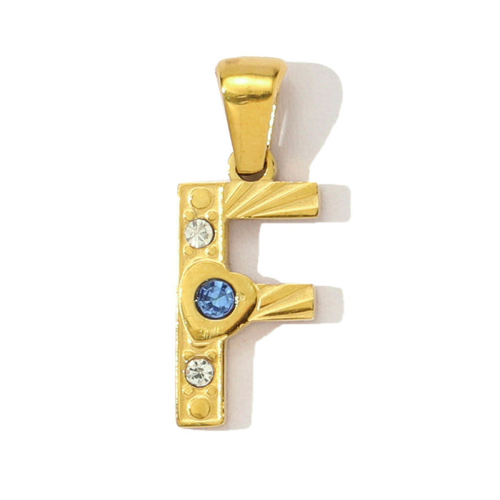 Stainless Steel Rhinestone Initial A-Z English Letter Diy Charm Women Capital Name Necklace Pendant Alphabet Jewelry