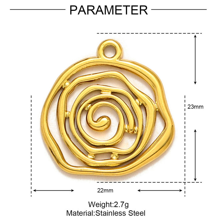 French Hollow Flower Stainless Steel DIY Charm Geometric Spiral Necklace & Earrings Pendants Women's Irregular Jewelry