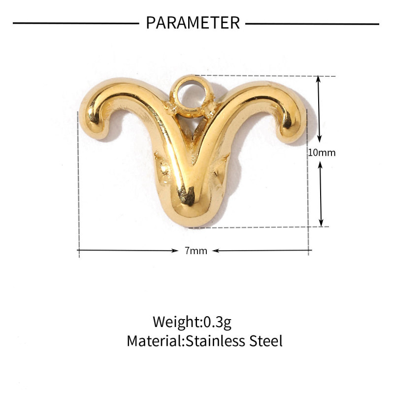 French Style 316l Stainless Steel Gold Color Zodiac Charms Star Signs Necklace DIY Small Pendant