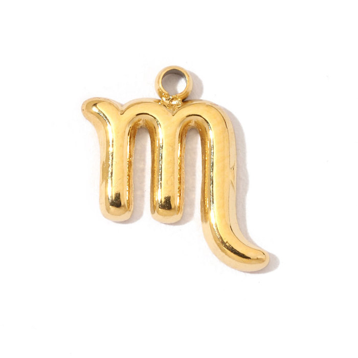 French Style 316l Stainless Steel Gold Color Zodiac Charms Star Signs Necklace DIY Small Pendant