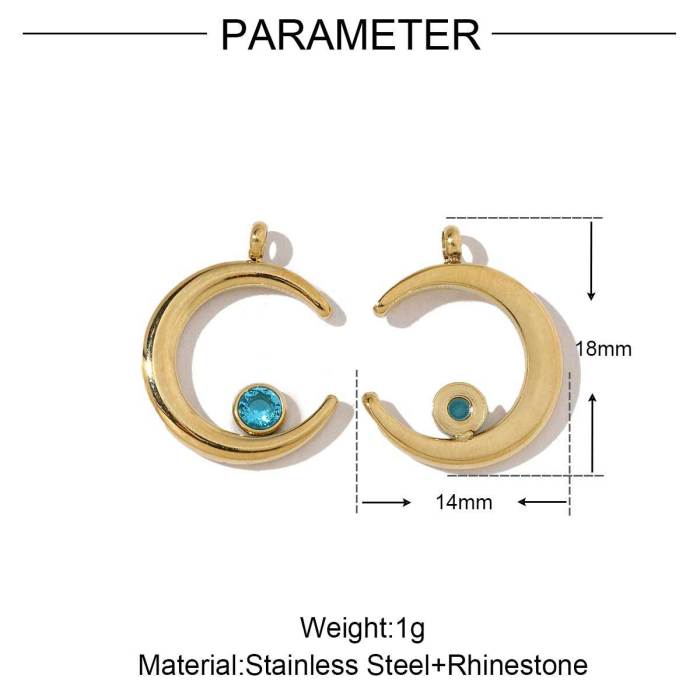 Stainless Steel Crescent Angel Eye Sun Charms Square Brick Palm Leaf Starfish Necklace DIY Small Pendant Wholesale
