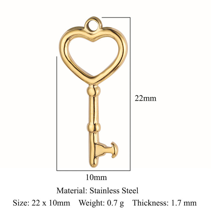Hollow Heart Mirror Polished 316 Stainless Steel DIY Charm Key Infinite Love Jewelry Necklace Pendant