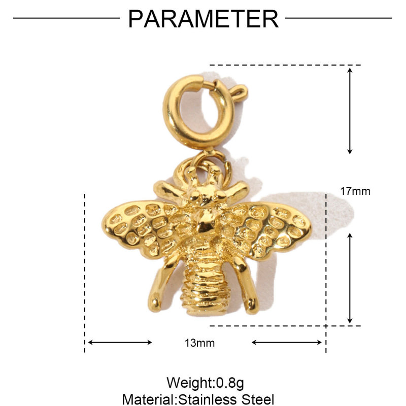 Stainless Steel DIY Clip-On Charms Bee Snake Crab Fish Lobster Pendant for Women Bracelet Necklace Accessories