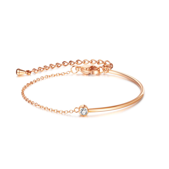 Stainless Steel Adjustable Zircon Bracelet Half Chain Pop Jewelry for Women Jewelry Gift