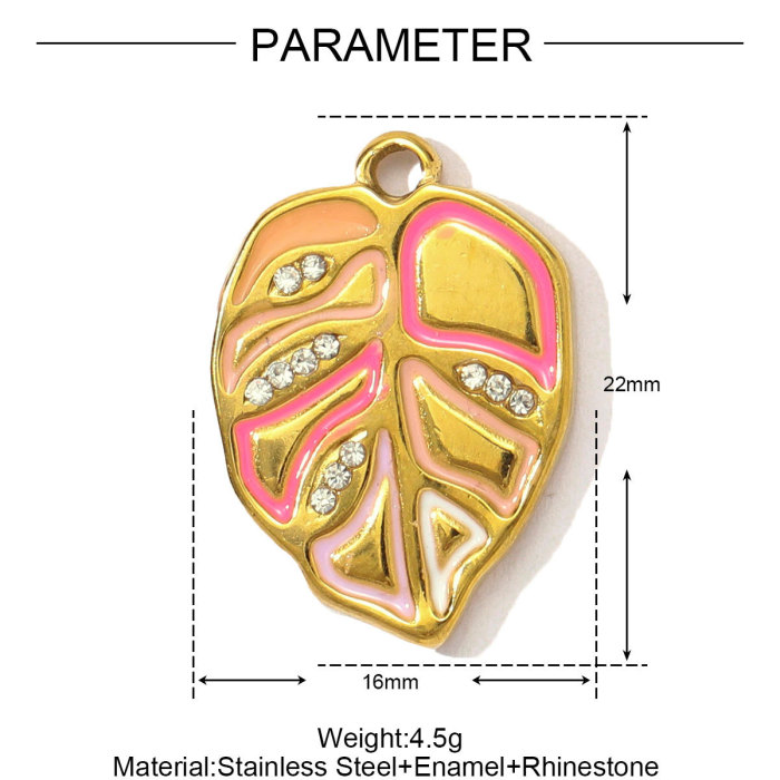 Stainless Steel Love Rose Heart DIY Charms Enamel Evil Eye Moon Necklace Pendants Women Leaf Cross Jewelry Wholesale