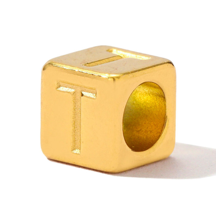 Stainless Steel A-Z Letter Alphabet Spacer Beads Women Capital Initial Name Cube DIY Necklace Pendants Jewelry