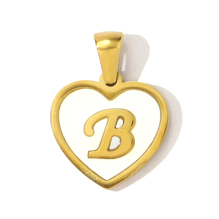 French Heart Shell Capital Name Stainless Steel Diy Charm Women Initial Letter Necklace Pendant A-Z English Alphabet
