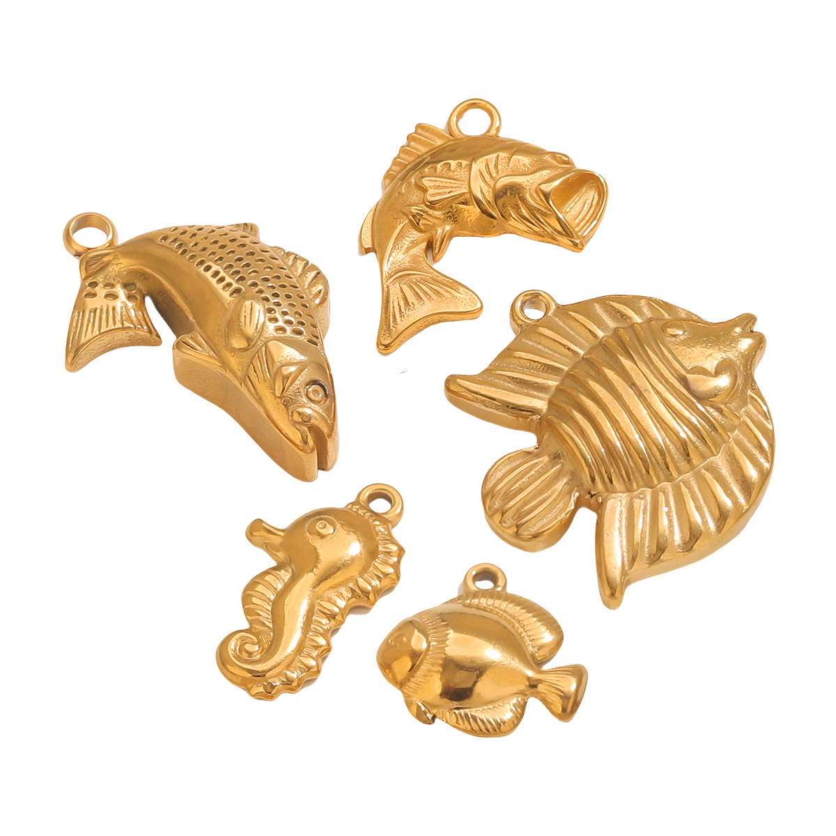 Stainless Steel Cast Fish Pendant Charm Summer Jewelry Connector Suitable for Women's Earrings and Necklaces DIY Wholesale