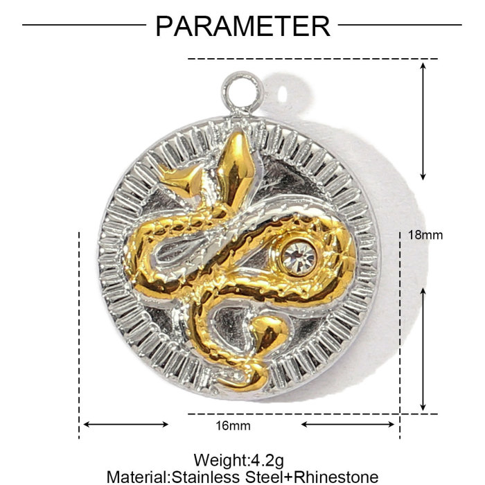 French Stainless Steel Two Tone Heart Shell Eye Necklace Pendant Women Crescent Moon Star DIY Charms Dragonfly Jewelry