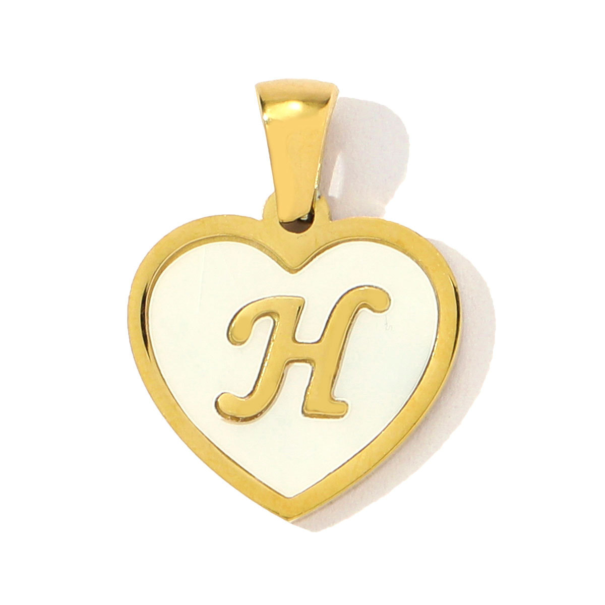French Heart Shell Capital Name Stainless Steel Diy Charm Women Initial Letter Necklace Pendant A-Z English Alphabet
