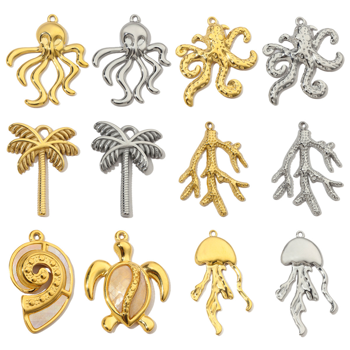 French Stainless Steel Jellyfish Octopus Earring DIY Charms Women Palm Snake Necklace Pendant Scorpion Jewelry