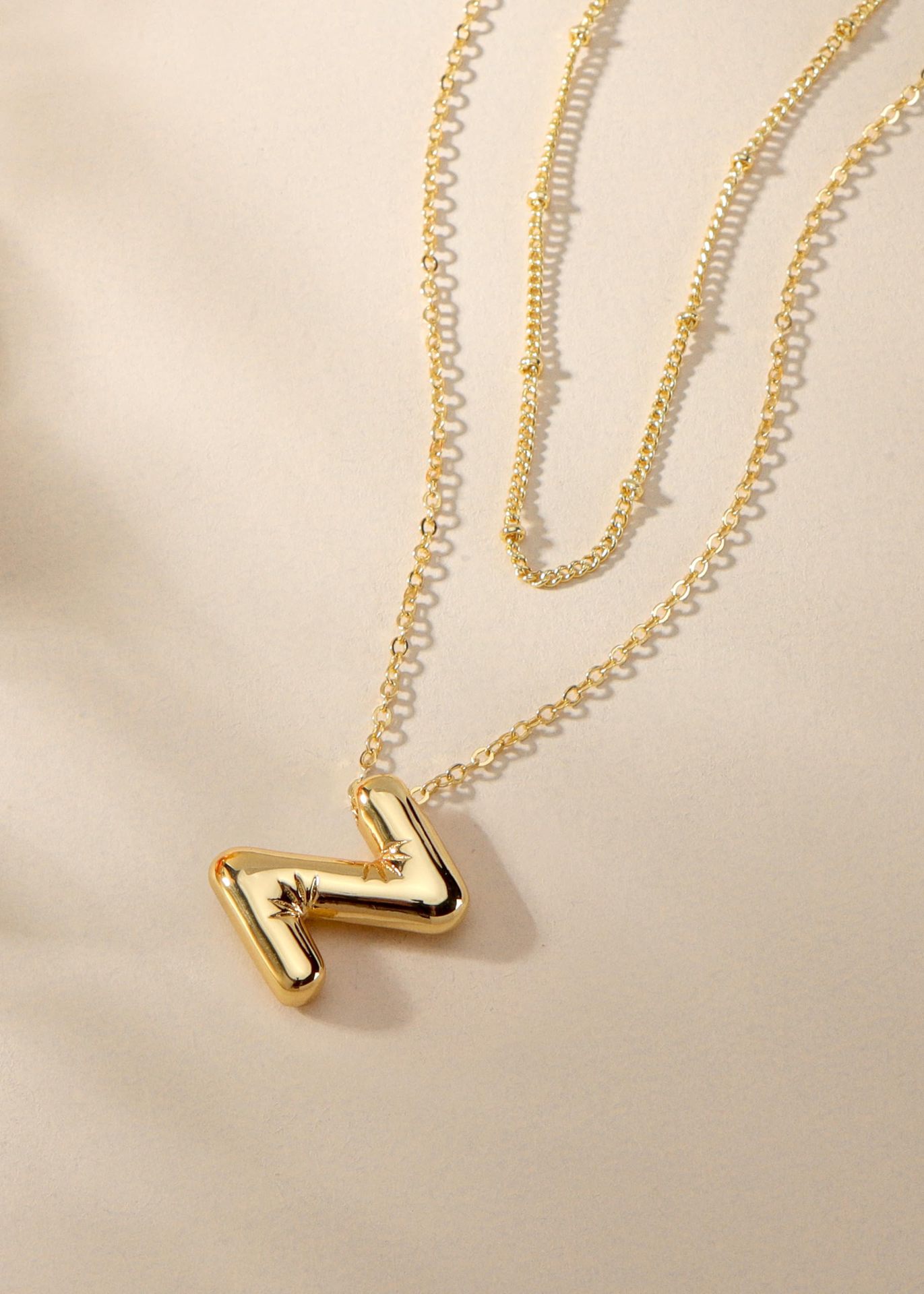 Chunky Initial Letter Pendant Necklaces For Women Gold Color Stainless Steel A to Z Charm Waterproof Jewelry Anniversary Gift