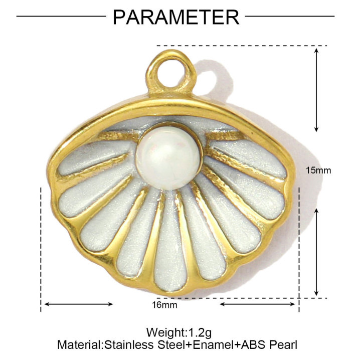 Stainless Steel Enamel Shell Pearl Dolphin Diy Charm Women Mango Chili Necklace Pendant Butterfly Heart Jewelry Wholesale