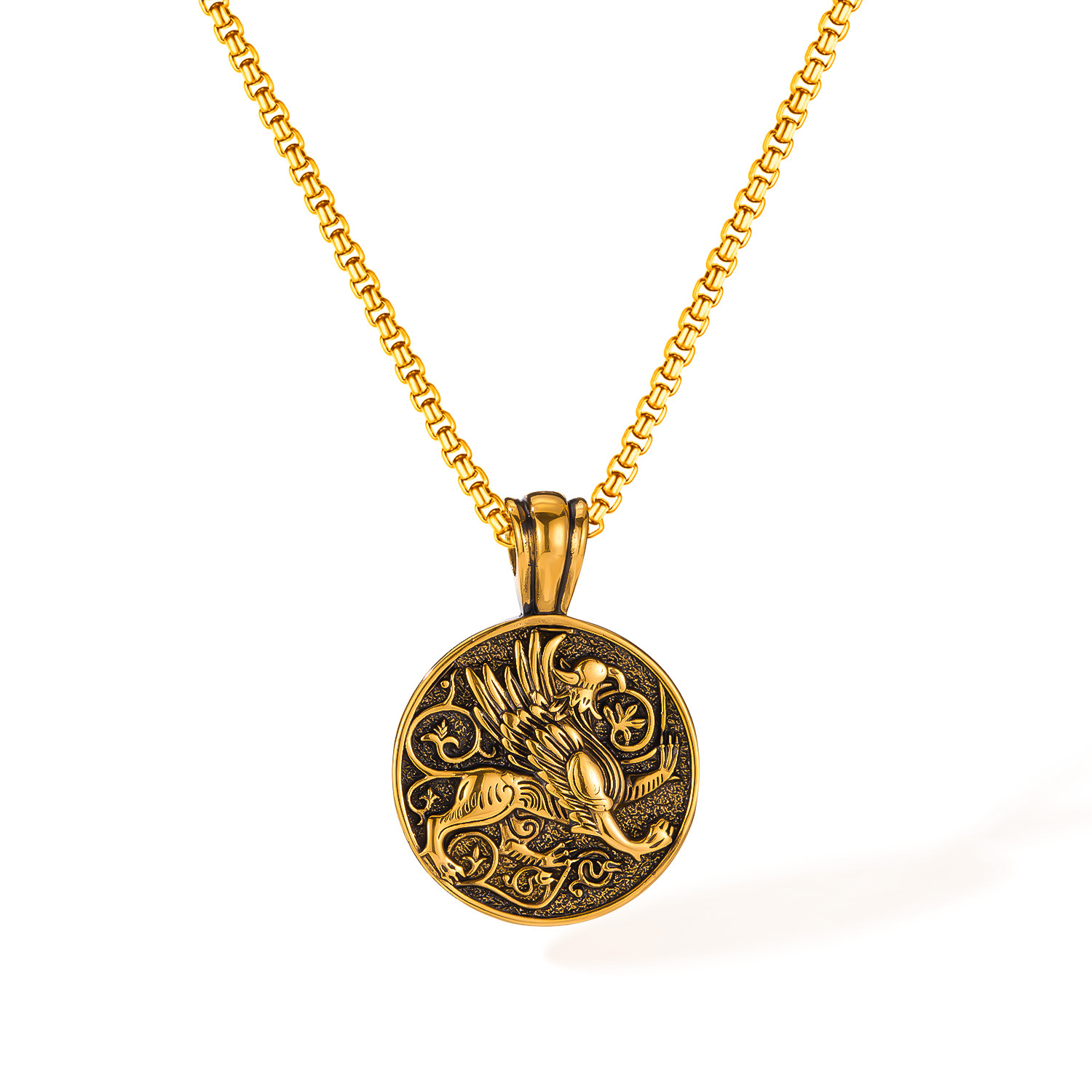 Hot-selling Stainless Steel Gold Greek Mythological Griffin Pendant Necklace Man's Necklace Gift Accessory Jewelry