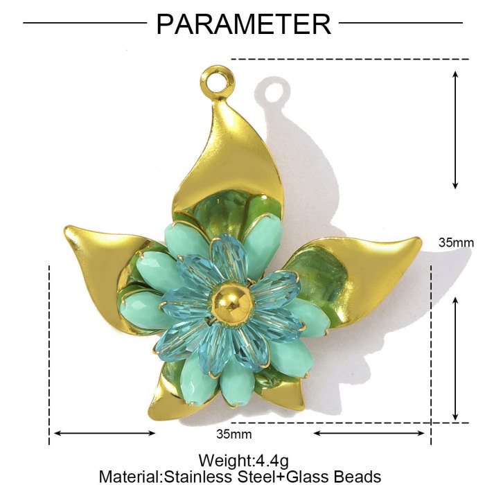 Wholesale Stainless Steel Handmade Beaded Flower DIY Charms Women Heart Butterfly Necklace Pendants Love Jewelry