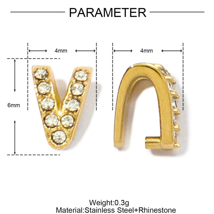 French Stainless Steel Rhinestone V Shaped Pinch Bail Clasps Melon Seeds Clips for DIY Necklace Pendant Women Jewelry