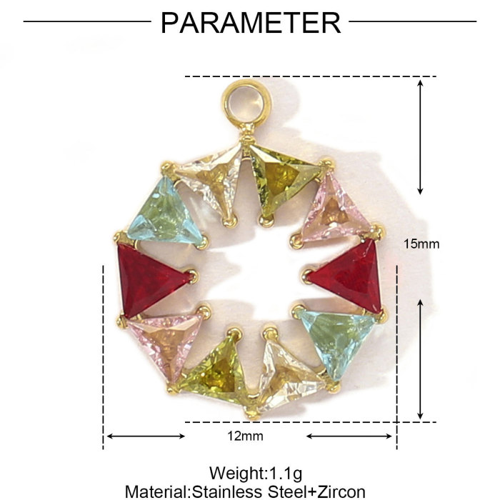 Mirror Polish Stainless Steel Cubic Zircon Heart Diy Charm Women Stone Eye Bear Necklace Pendant Crescent Star Jewelry