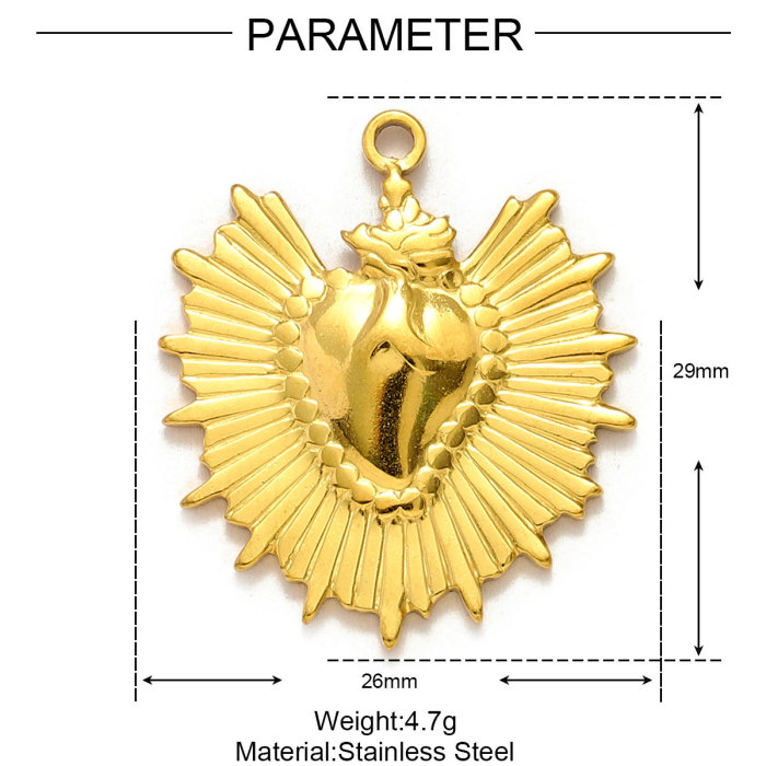 Stainless Steel Irregular Heart DIY Earring Charms Flower Wing Necklace Pendants Women's Love Jewelry Wholesale