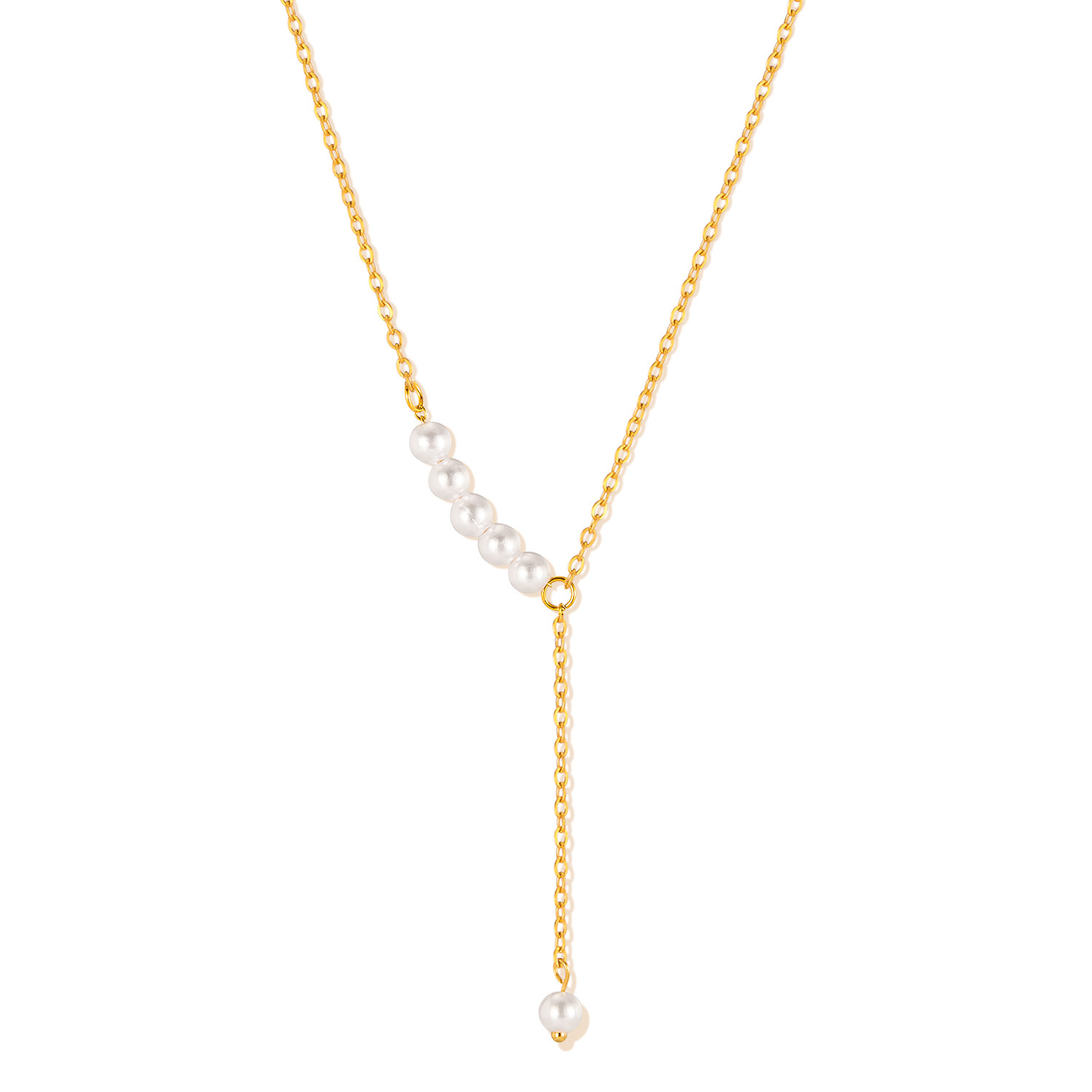 French Titanium Steel Tassel Pearl Necklace for Womenwith Versatile Design Light Luxury Collarbone Chain Stainless Steel Jewelry