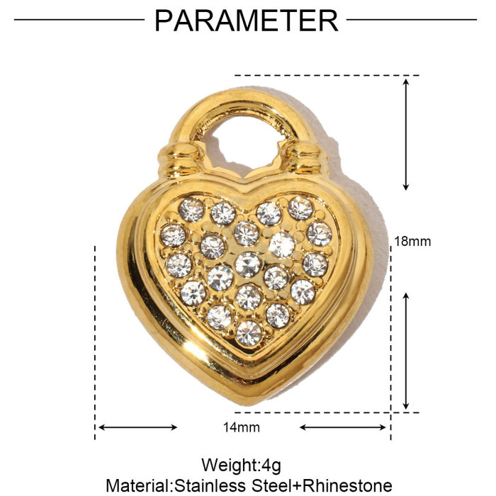 French Antique Stone Heart Stainless Steel Bracelet Diy Charms Women Love Necklace Pendant Lock Jewelry