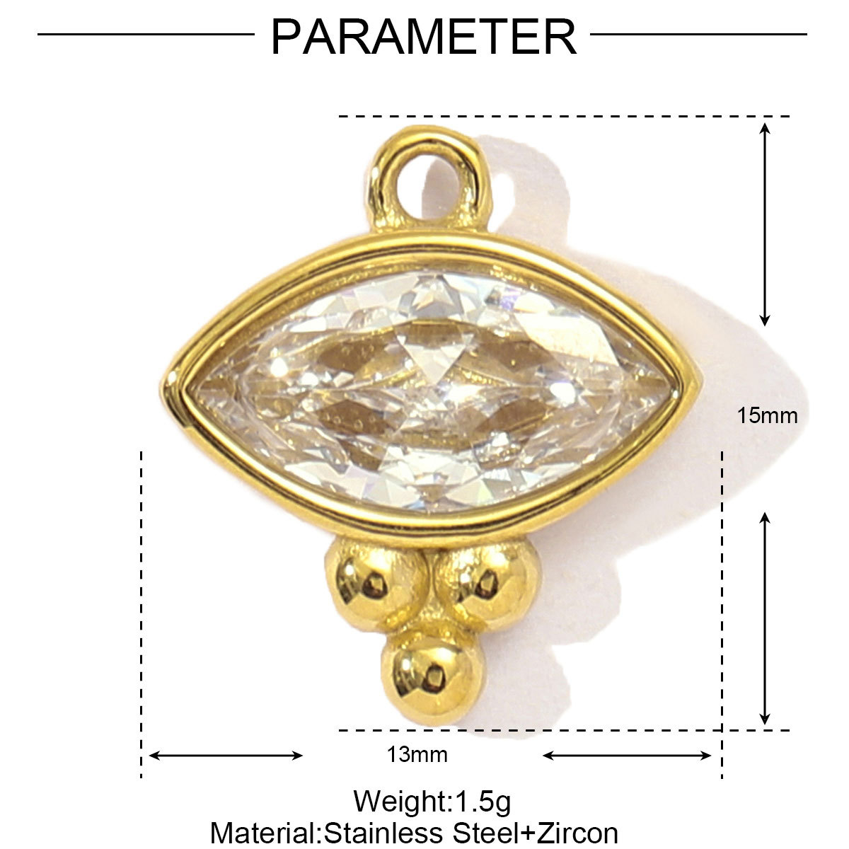 Mirror Polish Stainless Steel Cubic Zircon Heart Diy Charm Women Stone Eye Bear Necklace Pendant Crescent Star Jewelry