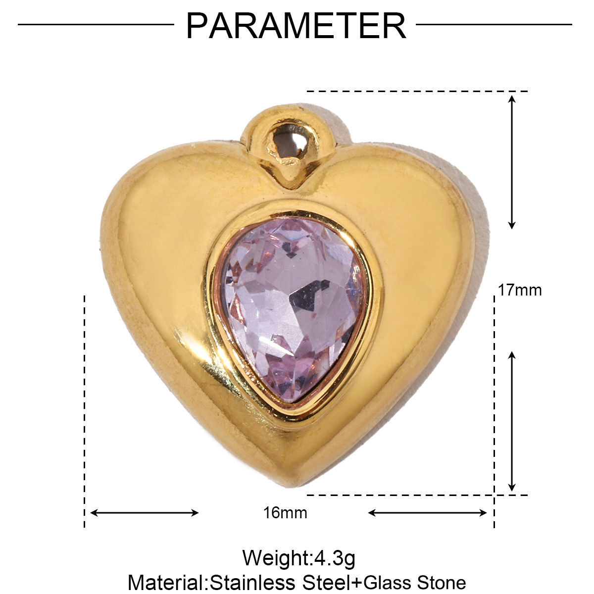 Stainless Steel Heart Charms with Zircon Pendants for DIY Making Bracelet Necklace Jewelry