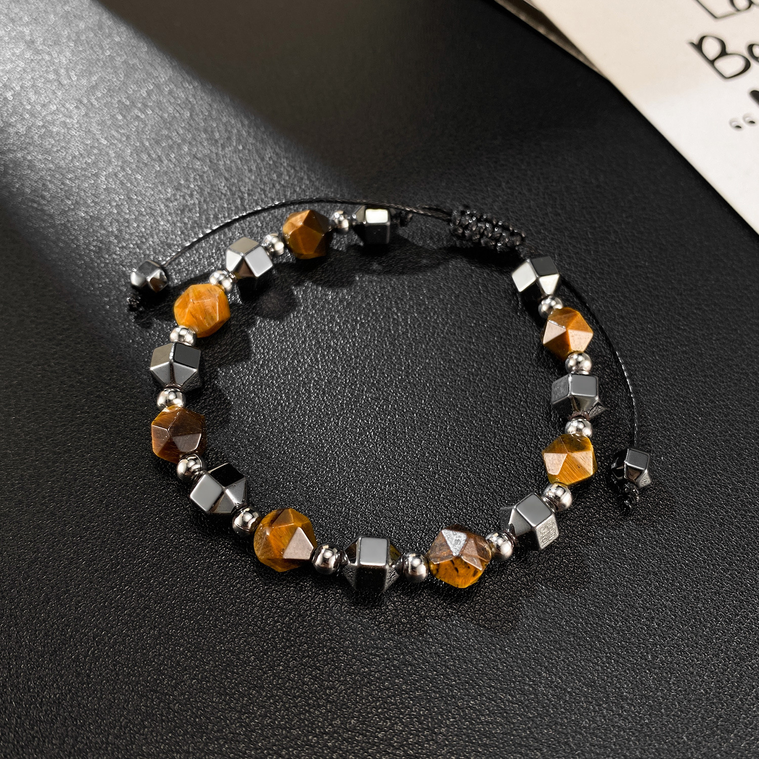 New Fashion Faceted Natural Stone Beads Men Jewelry Handmade Macrame Bracelet Gift