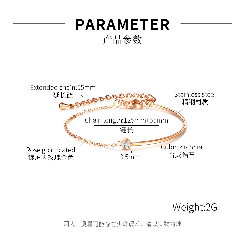 Stainless Steel Adjustable Zircon Bracelet Half Chain Pop Jewelry for Women Jewelry Gift