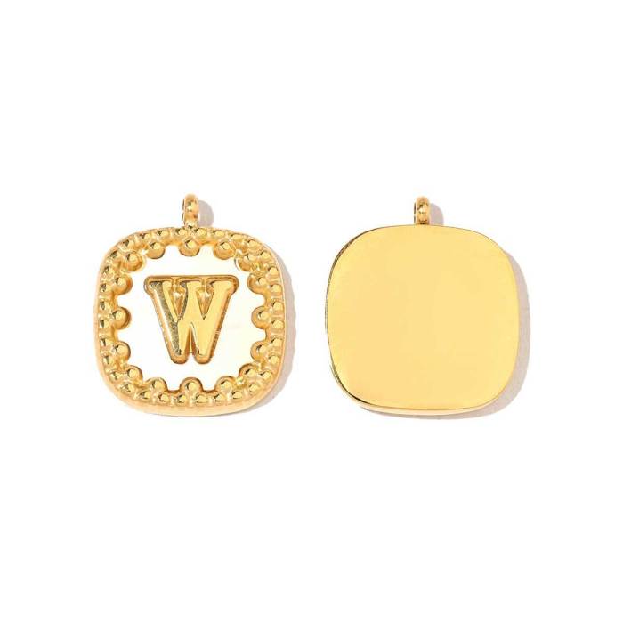 Stainless Steel Square Alphabet Charm A-Z Letter Shell Pendant for DIY Jewelry Making Name Necklace Wholesale