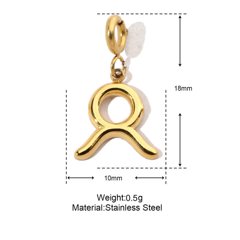 Gold Color Zodiac Stainless Steel Diy Clip On Charms Never Fade Women Aquarius Bracelet Necklace Lobster Pendant