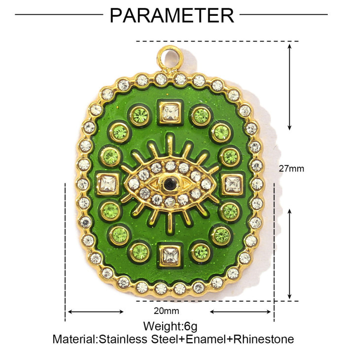 French Stainless Steel Colorful Enamel Evil Eye Star Diy Charms Women Crystal Stone Crane Necklace Pendant Jewelry