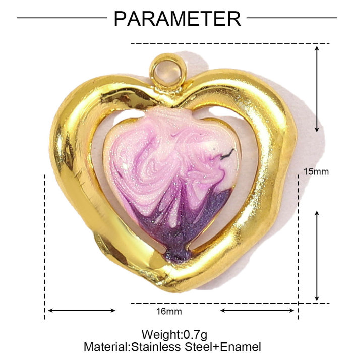 Fashion Colorful Enamel Love Heart Stainless Steel Diy Charm Women Crescent Sunfower Necklace Pendant Rainbow Jewelry