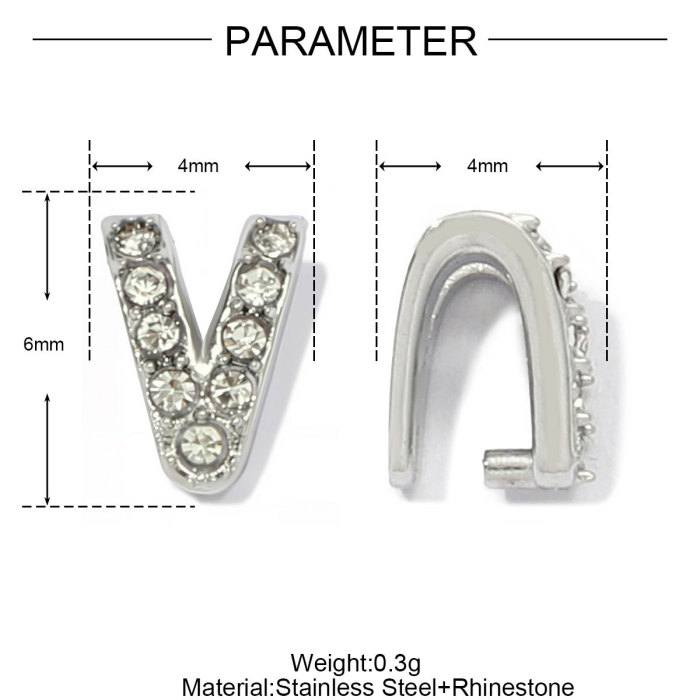 French Stainless Steel Rhinestone V Shaped Pinch Bail Clasps Melon Seeds Clips for DIY Necklace Pendant Women Jewelry
