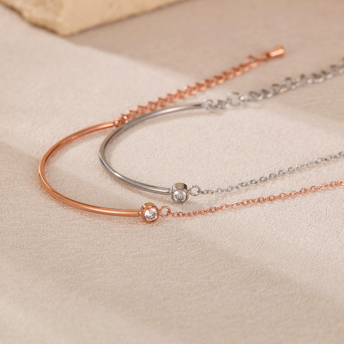 Stainless Steel Adjustable Zircon Bracelet Half Chain Pop Jewelry for Women Jewelry Gift