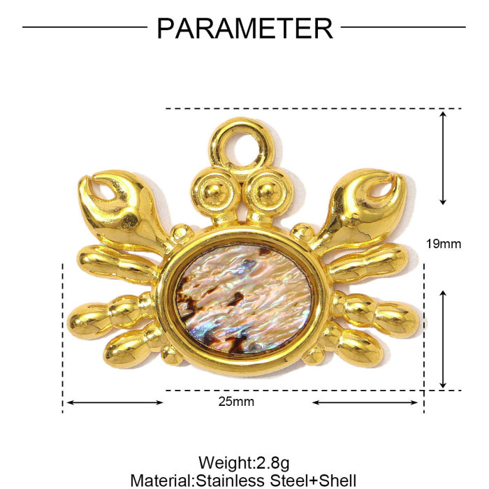 Wholesale Stainless Steel Enamel Cherry Bow Knot DIY Charms Plam Crab Necklace Pendants Women Fish Seahorse Jewelry
