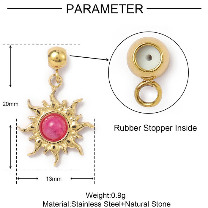 Sun Natural Stone Stainless Steel Diy Clip on Charms Star Flower Women Bracelet Necklace Pendant