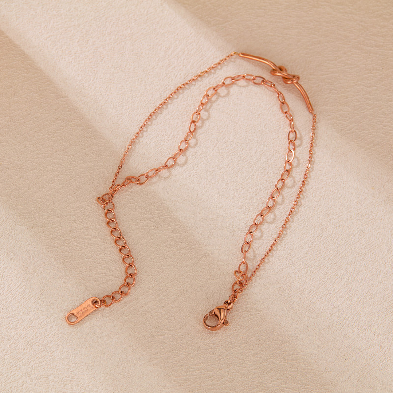 Stainless Steel Creative Double Knotted Charm Beach Bracelets for Women Girls Bohemia Link Chain Bracelet Jewelry