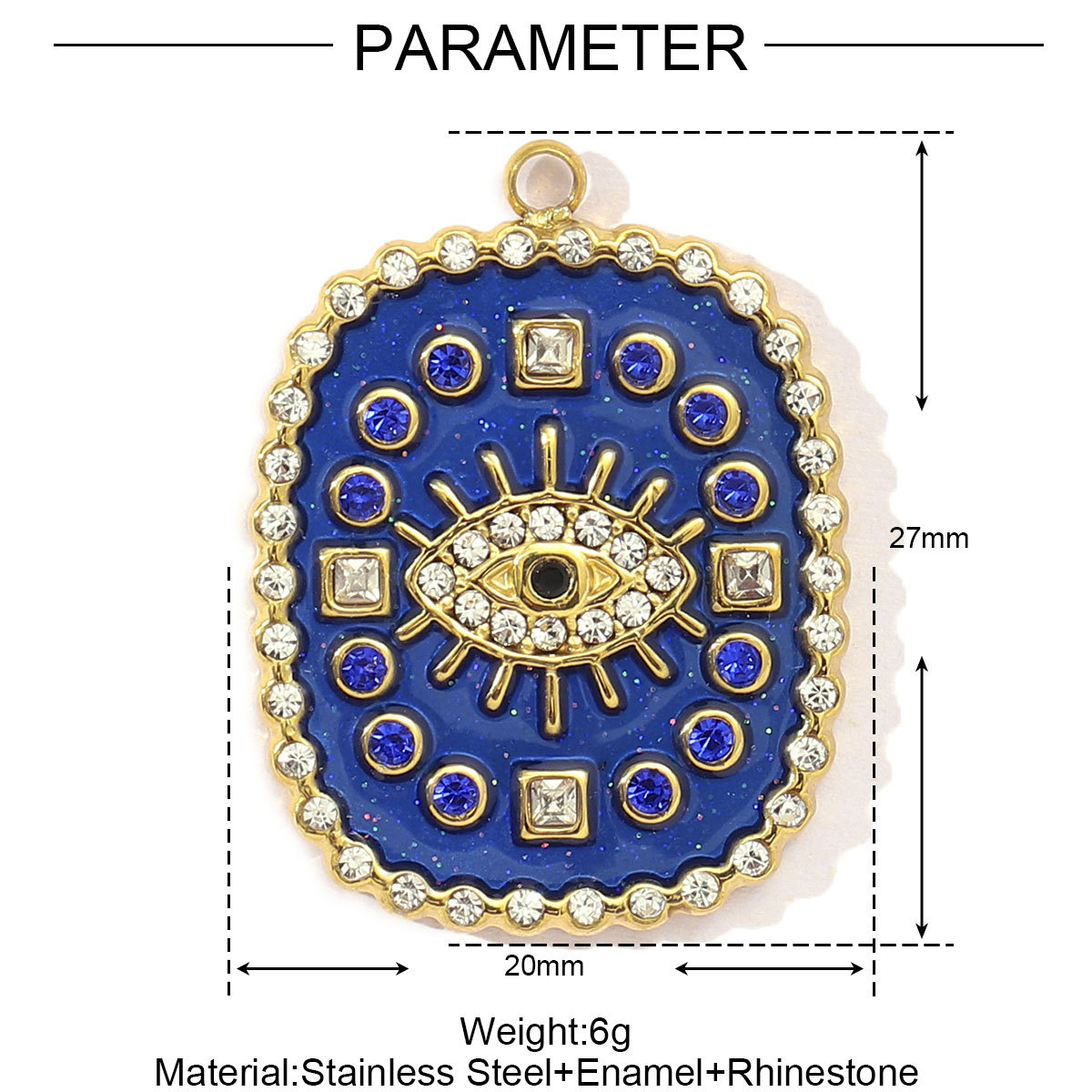 French Stainless Steel Colorful Enamel Evil Eye Star Diy Charms Women Crystal Stone Crane Necklace Pendant Jewelry