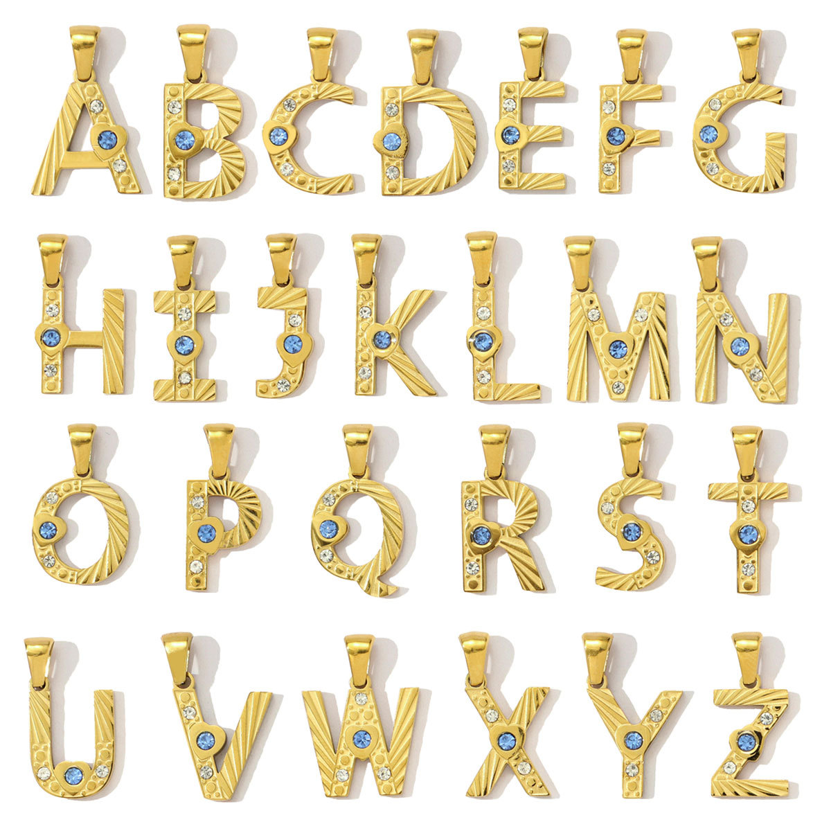 Stainless Steel Rhinestone Initial A-Z English Letter Diy Charm Women Capital Name Necklace Pendant Alphabet Jewelry