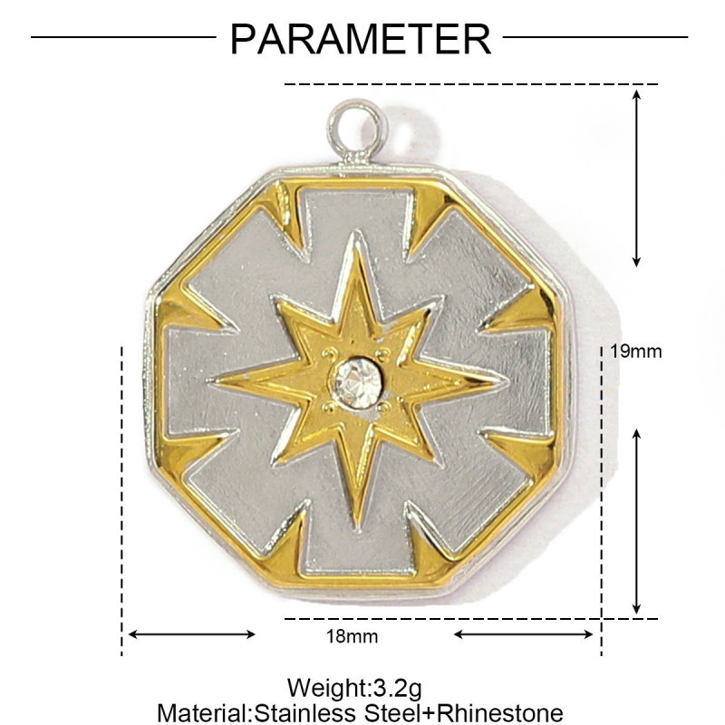 French Stainless Steel Two Tone Heart Shell Eye Necklace Pendant Women Crescent Moon Star DIY Charms Dragonfly Jewelry