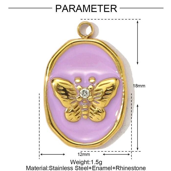 Stainless Steel Enamel Shell Pearl Dolphin Diy Charm Women Mango Chili Necklace Pendant Butterfly Heart Jewelry Wholesale