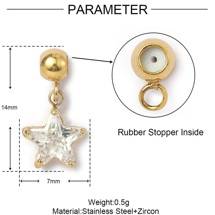 Sun Natural Stone Stainless Steel Diy Clip on Charms Star Flower Women Bracelet Necklace Pendant