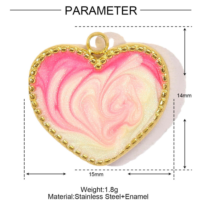 Fashion Colorful Enamel Love Heart Stainless Steel Diy Charm Women Crescent Sunfower Necklace Pendant Rainbow Jewelry