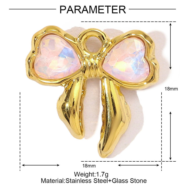 Stainless Steel Bowknot Heart Pendants Moon Charms Glass Stone for DIY Jewelry Making Necklace Earring Accessory