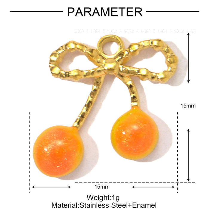 Wholesale Stainless Steel Enamel Cherry Bow Knot DIY Charms Plam Crab Necklace Pendants Women Fish Seahorse Jewelry