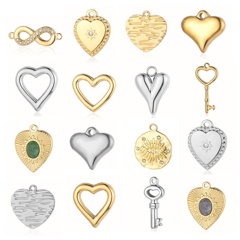 Hollow Heart Mirror Polished 316 Stainless Steel DIY Charm Key Infinite Love Jewelry Necklace Pendant
