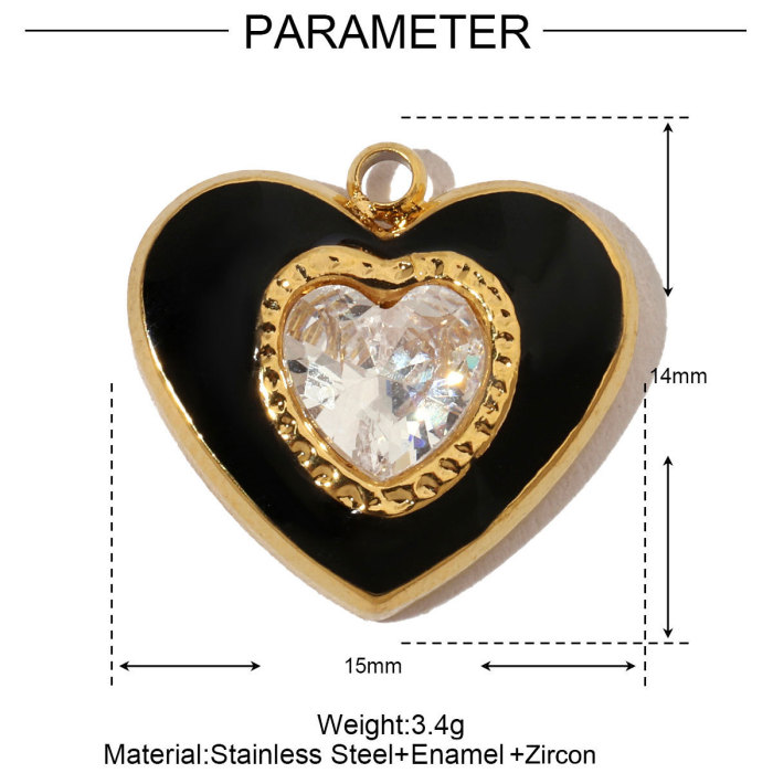 French Crystal Bear Paw Stainless Steel Bracelet Charms Women Enamel Heart Necklace Pendant Love Lock Jewelry