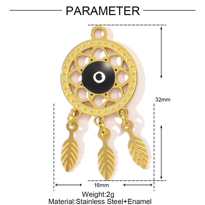 Fashion Stainless Steel Enamel Heart Snake Diy Charm Women Dream Catcher Star Necklace Pendant Star Evil Eye Jewelry