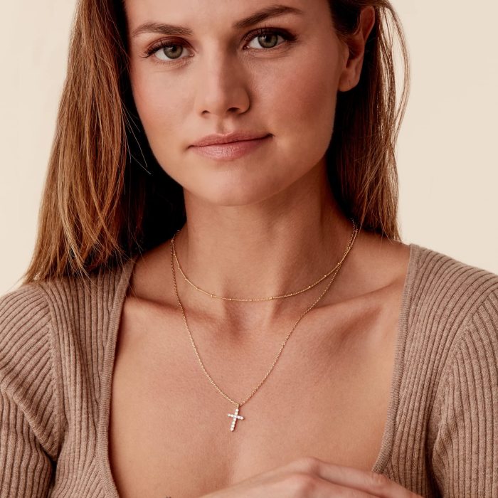 14k Gold Plated Layering Necklaces Stylish Minimalist Design Cross Pendants Necklace Jewelry Birthday Gifts for Women Teen Girls